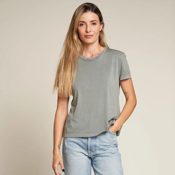 Rowan Women's T-Shirt Tyler Supima Cotton Short Sleeve Top Tee in Ocean Coast - Picture 1 of 1
